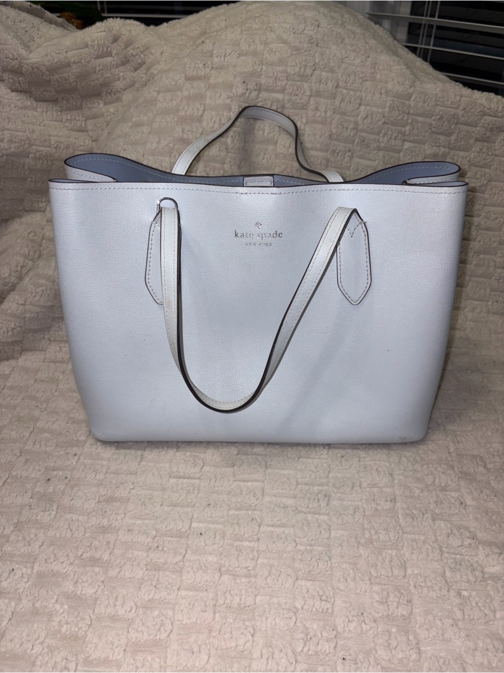 kate spade Light Blue Leather Tote Bag
